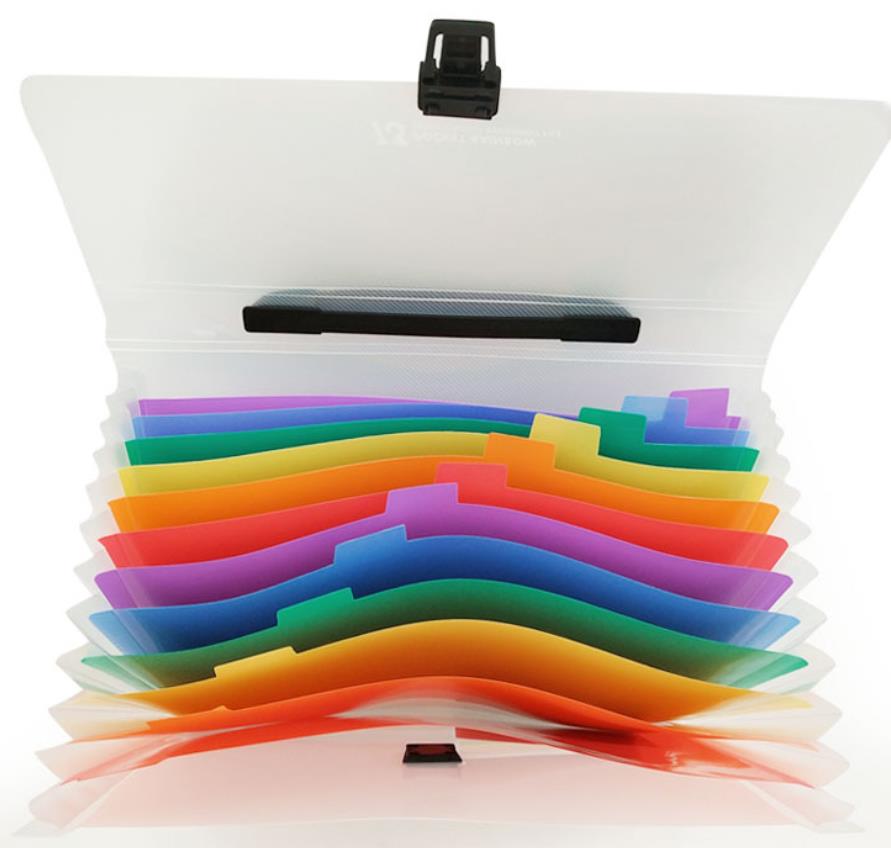 Plastic Expanding Accordion Folders, Letter Size Portable Document Holder, A4 File Organizer, 13 Pockets-Handle