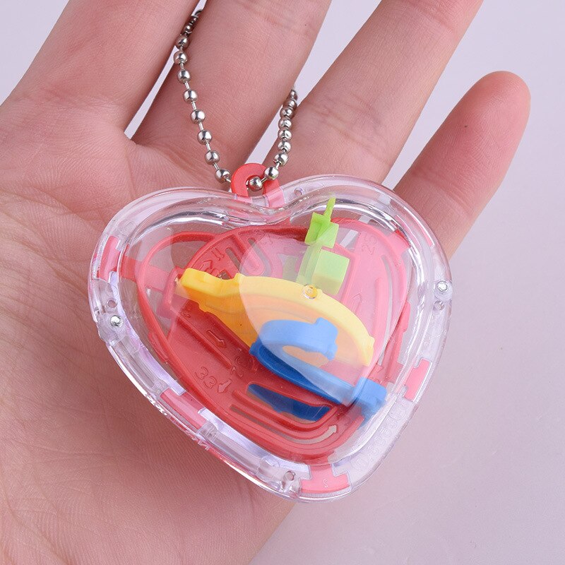 50 Steps Heart Shape Labyrinth 3D Maze Portable Mini Early Learning Educational Toys Test Balance Puzzle Kids Toys
