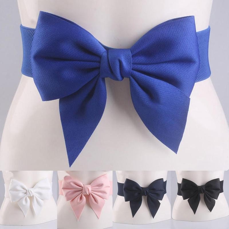 Ceinture élastique large à nœud papillon pour femme, accessoire de décoration pour robe