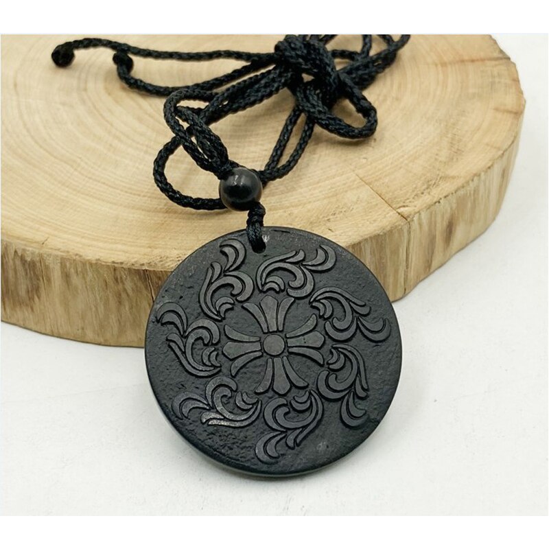 Russische Natuurlijke Authentieke Shungite Hanger Steen Emf Neutraliserend Shungite Ketting Sieraden Anti Stralingsbescherming 5G Blocker: Cross Flower