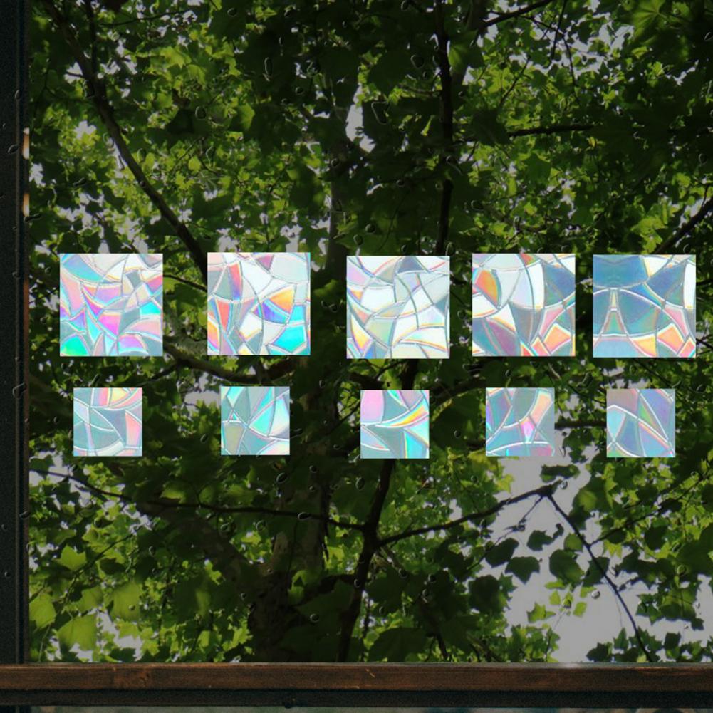 1 Set Window Decals Anti-collision Removable PVC Non Adhesive Prismatic Window Clings Tear Resistant and Removable for Home
