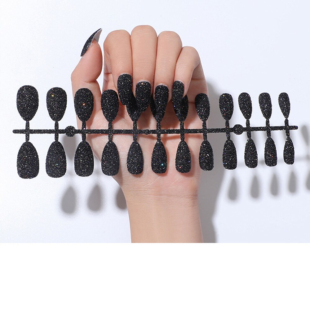 Faux ongles ballerine détachables, accessoire de manucure, 24 pièces, à paillettes de couleur bonbon, à porter, couverture complète: 3-Just 24PCS Nails
