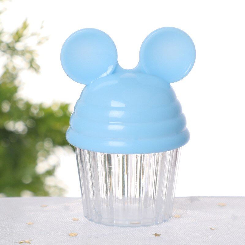 12 pièces dessin animé en plastique boîte à bonbons mignon rond étui d'emballage de rangement pour mariage bébé douche anniversaire: Bleu