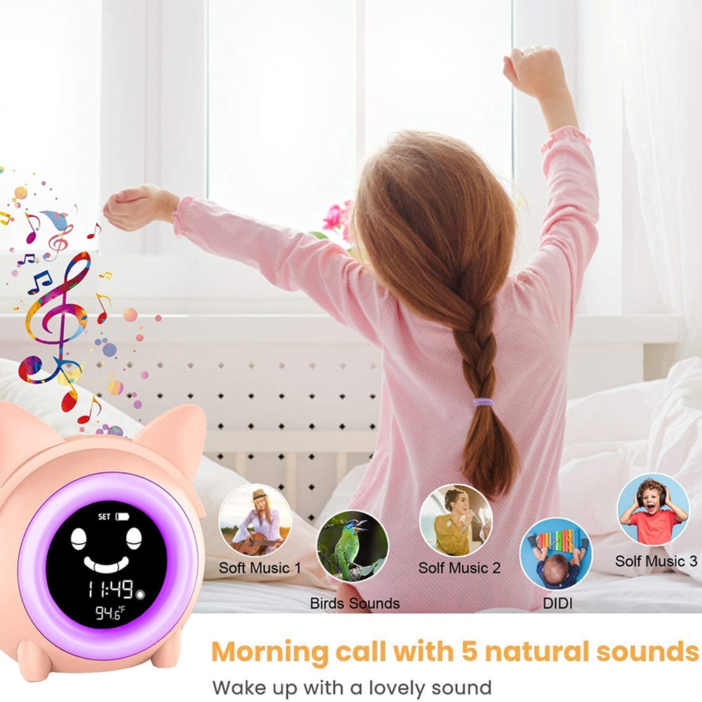 Kids Kinderen Slapen Training Temperatuur Led Licht Lcd Display Wekker Kamer Decoratie Perfect Voor Slaapkamer