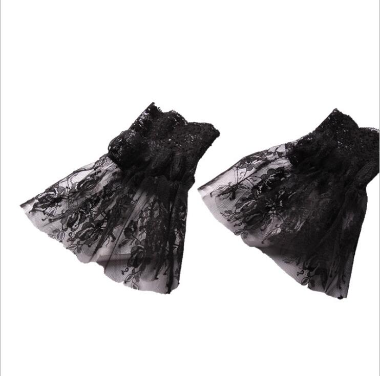 Mangas postizas con puños decorados, suéter salvaje de otoño e invierno, mangas decorativas con volantes abotonados, mangas plisadas de encaje para muñeca