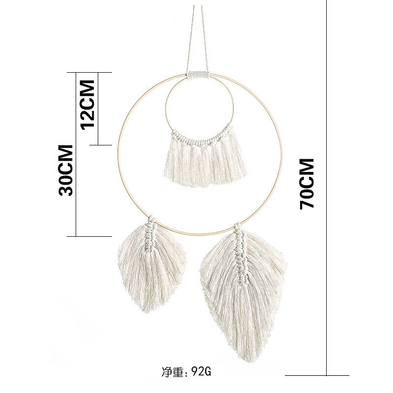 Boho blad macrame vægophængning gobelin macrame dreamcatcher soveværelse indretning værelse dekoration stue dekoration: Makrame  m0189