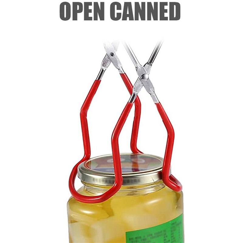 Inblikken Pot Lifter Met Grip Handvat Roestvrij Staal Kan Lifter Tang Jar Clip Hittebestendigheid Anti-Clip Mason Jar glas Lifter