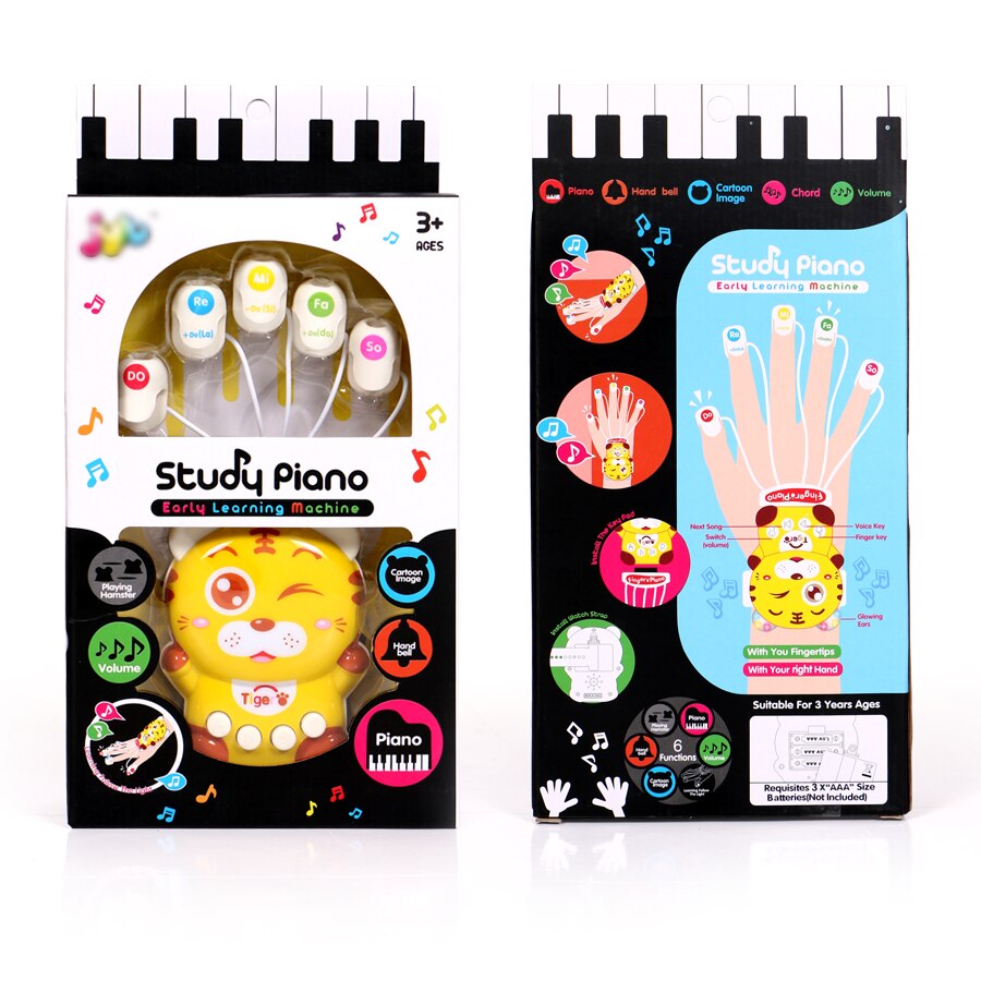 Studie Piano Multifunctionele Vinger Piano Cartoon Muzikaal Speelgoed Voor Kid, Hamster Hand Bel Met Licht Vroeg Leren Machine