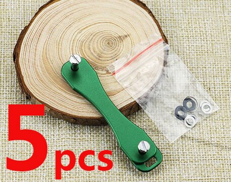 DIY EDC Pocket Sleutel Organiseren Smart Sleutelhanger Portefeuilles Metalen Autosleutels Houder Collector Huishoudster Sleutelhanger Ring Tool: 5 Pcs Green