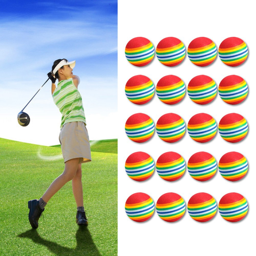 20 stk golf eva skum indendørs træning golf bløde regnbue bolde golf swing træningskugler svamp skum golfbold indendørs træningshjælpemidler: Default Title