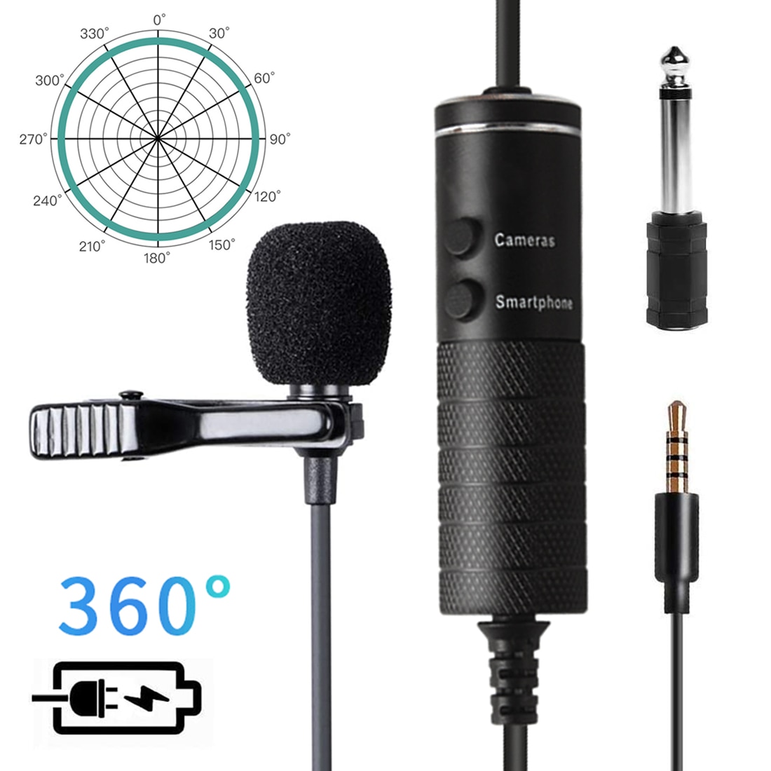 3.5Mm Clip-On Mic Mini Lavalier Microfoon 6M Audio Kraag Condensator Revers Microfoon Voor Opname Dslr Camera smart Phone Laptop