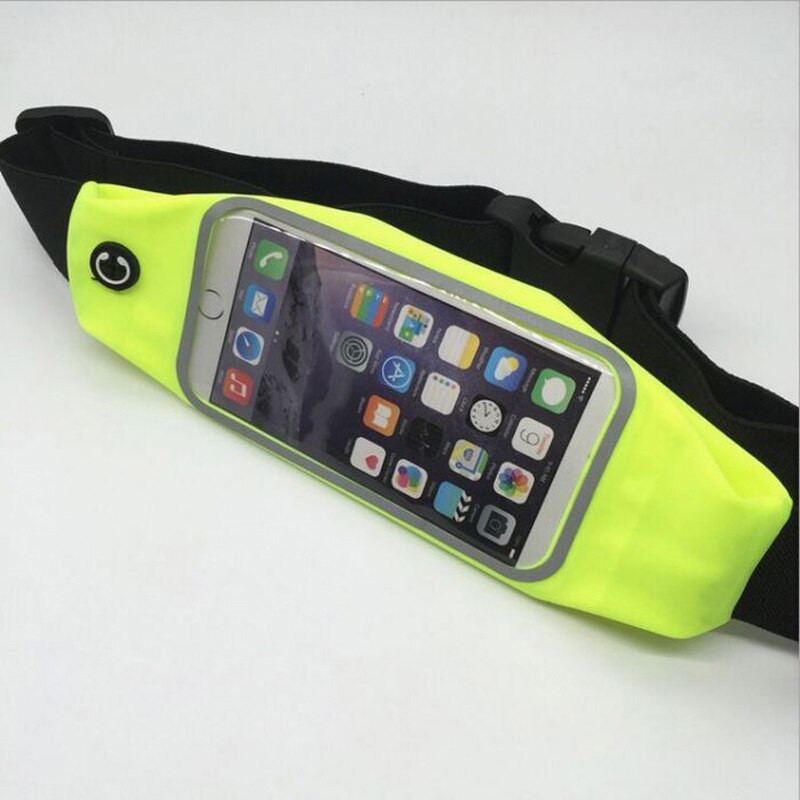 Waterproof Sweat Proof Sports Cell Phone Waist Pouch Universal Adjustable Waist Bag With Transparent Touch Control Window: 4.7 inches / Green