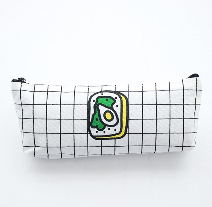 Preciosa cartuchera sencilla con estampado de pizza y patatas fritas, caja para lápices escolares para estudiantes, papelería para oficina: D-a135b