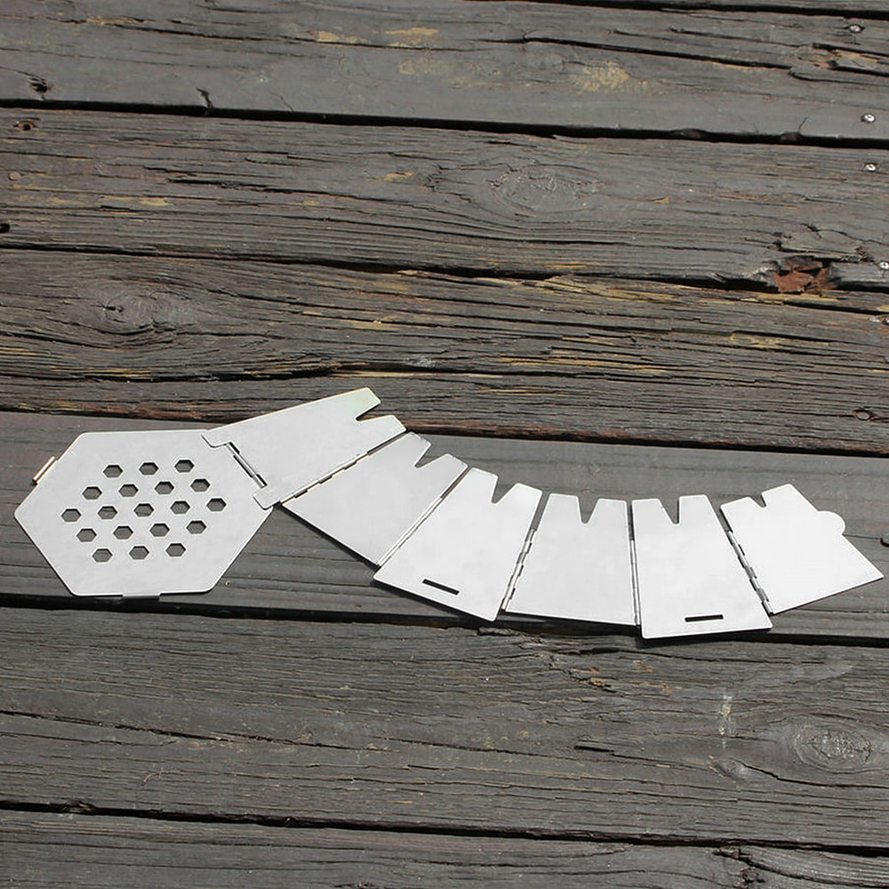 Lixada Folding Wood Stove Folding Stainless Steel Hexagon Wood Stove Outdoor Camping Pocket Burning Stoves for Picnic Hiking