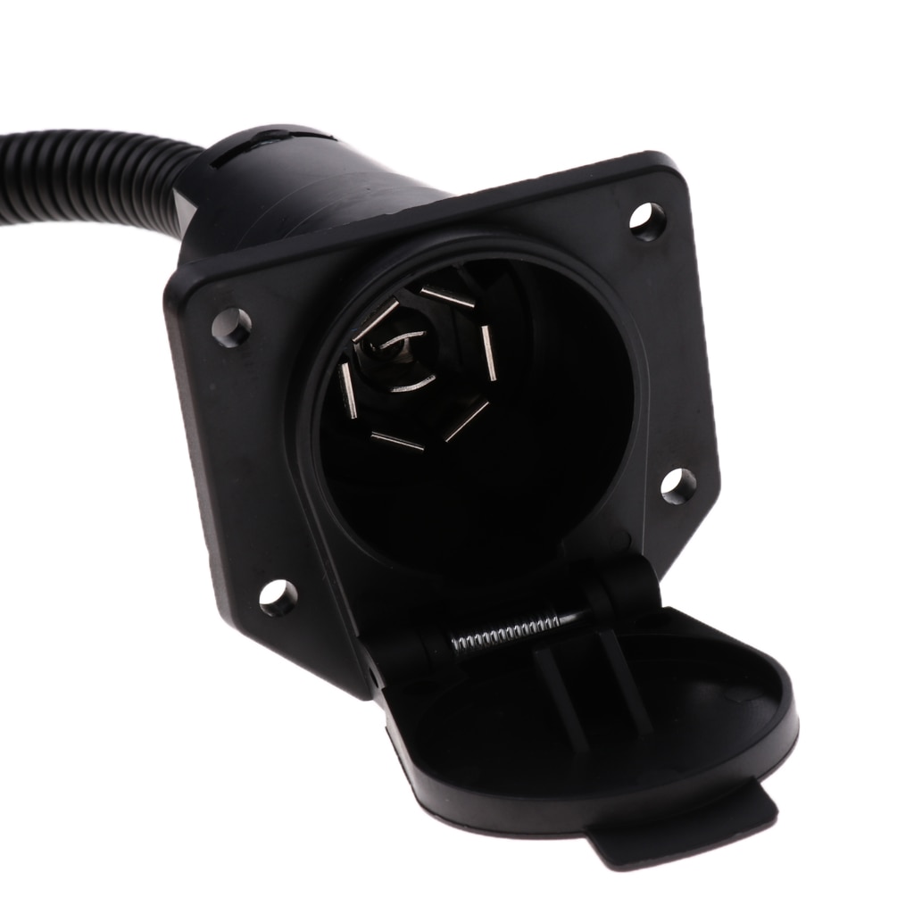 Auto Replacement 7 Pin Trailer Plug Socket 7 Way RV Towing Wire Adapter Made of Metal and Plastic