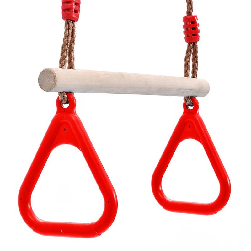 Giocattolo Fitness per bambini scala in corda di legno Multi pioli gioco di arrampicata giocattolo attività di allenamento all&#39;aperto corda sportiva sicura altalena girevole rotante: Rings Swing Red