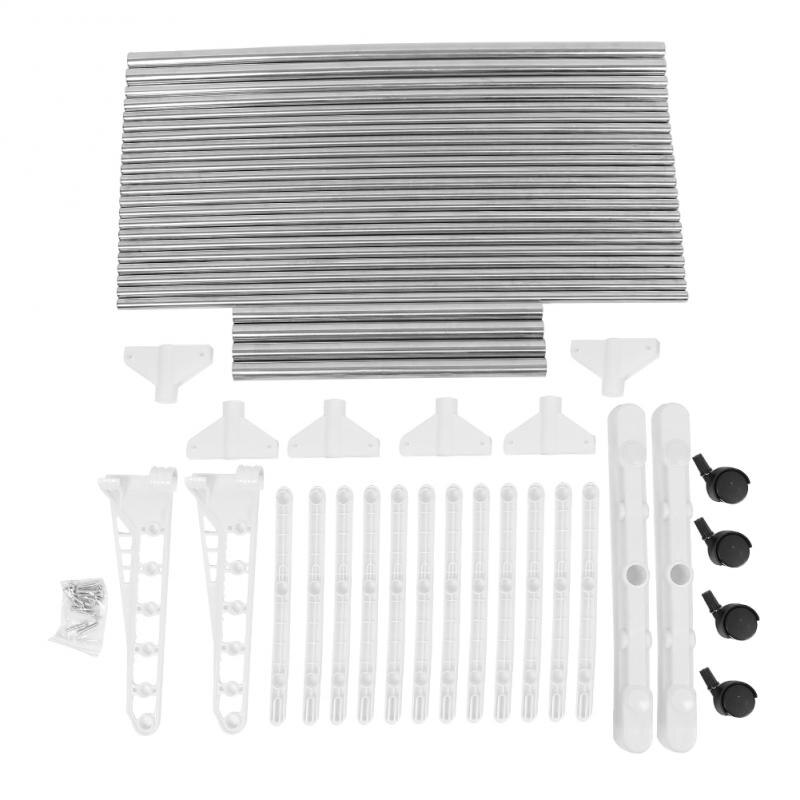 Stainless Steel Three-layer Extendable Standing Clothes Hanger With Casters Shoes Rack Clothes Dryer Folding Floor Drying HWC