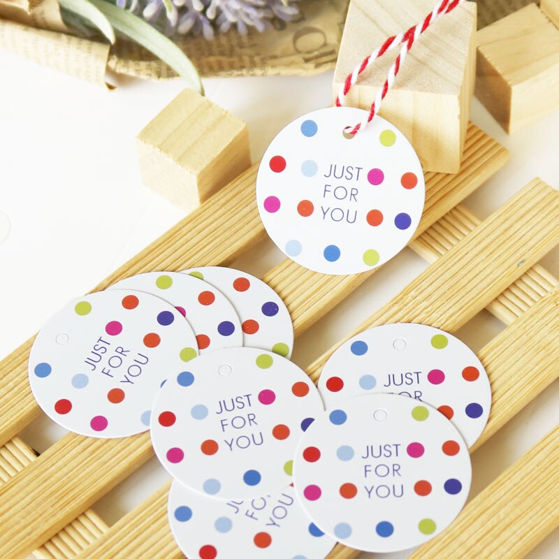 Etiquetas de de papel de puntos coloridos, joyería hecha a mano, Charms, etiqueta de boda, precio redondo, Insumos para envolver , 100 Uds.