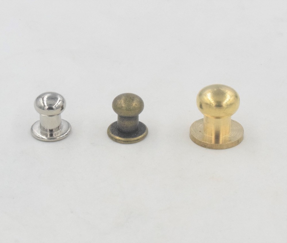 Ceinture de boutons à tête ronde, Rivet solide, bouton Chicago, goujons pour outils d'artisanat en cuir, 10 pièces/ensemble