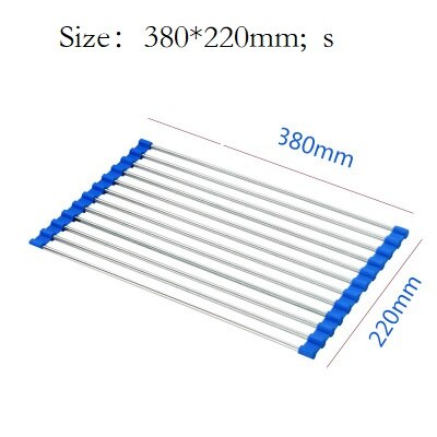Foldable Dish Drying Rack Multi-Use Kitchen Silicone Drainer Over Sink Fruit Vegetable Meat Organizer Tray Drainer: A-12-Blue(S)