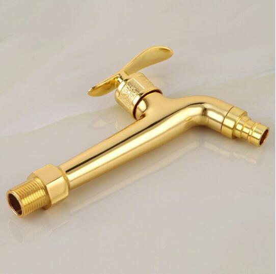 Long Gold brass decorative garden faucets single cold bibcock faucet washing machine tap outdoor faucet garden tap