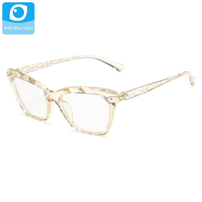 Anti-blauw licht bril dames cat eye bril montuur dames cat eye bril montuur heldere lens bril oculair zonnebril: Geel