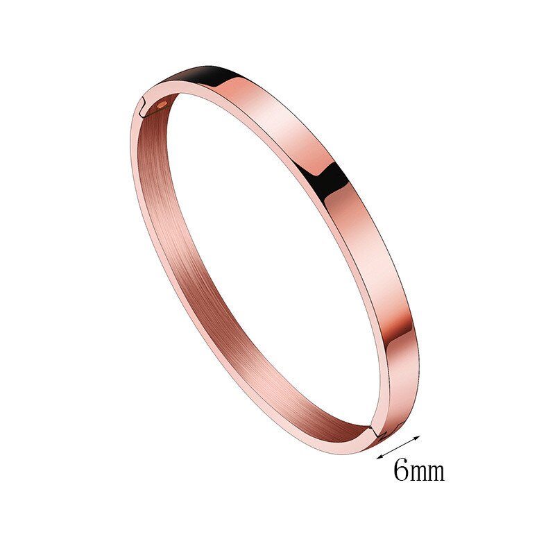 Stainless Steel Opening Bracelets Bangles Women Band Jewelry Silvery Bracelets Bangles Accessorie Woman Bracelet And Bangles: rose gold 6mm