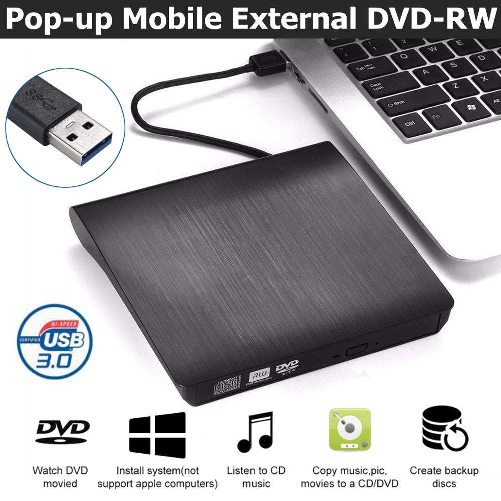 Bærbar ultra ekstern cd dvd-drev usb 3.0 optisk drev brænder brænder til bærbar stationær mac macbook osv... til
