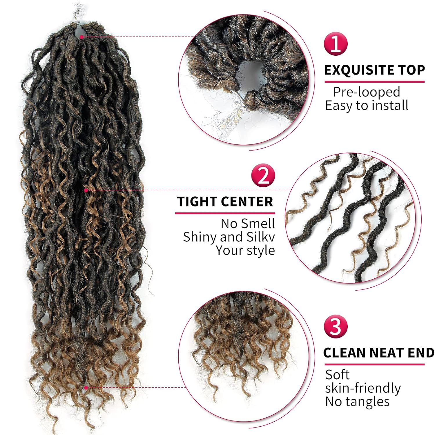 Diosa Locs Pelo de ganchillo Locs sintéticos River Locs Pelo de ganchillo con extremos rizados Diosa Faux Locs Pelo de ganchillo para mujeres negras