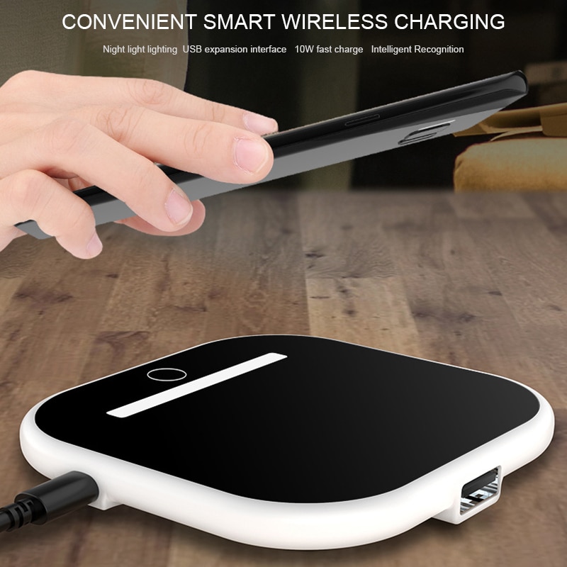 Vertical Phone Wireless Charger Small Night Lamp Wireless Charging Pad ABS Wireless Charging Station for Android IOS Phones