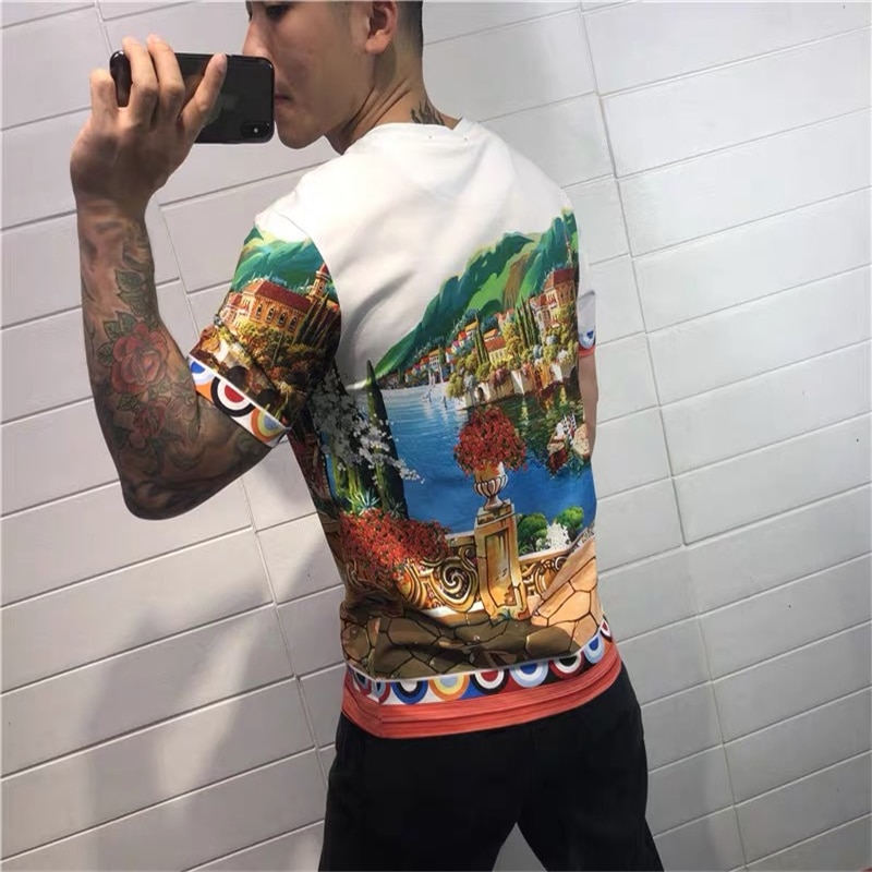 Men's summer T-shirt men's short sleeve 3D printed Camo slim short sleeve O-neck printed T-shirt