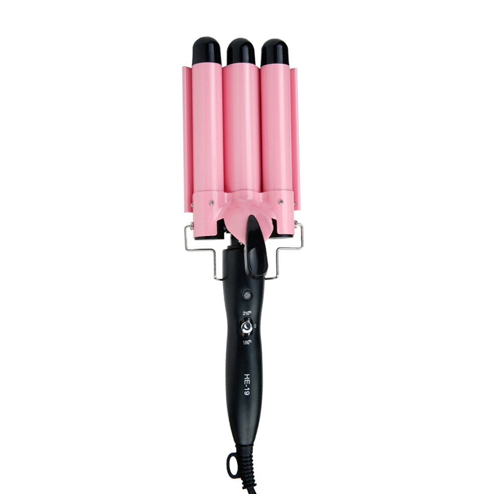 Rizador de pelo de cerámica automático, férula de permanente, cerámica, rodillos de ondulación, herramientas de estilismo, rosa, 3 barriles, 25mm, # TYx-5