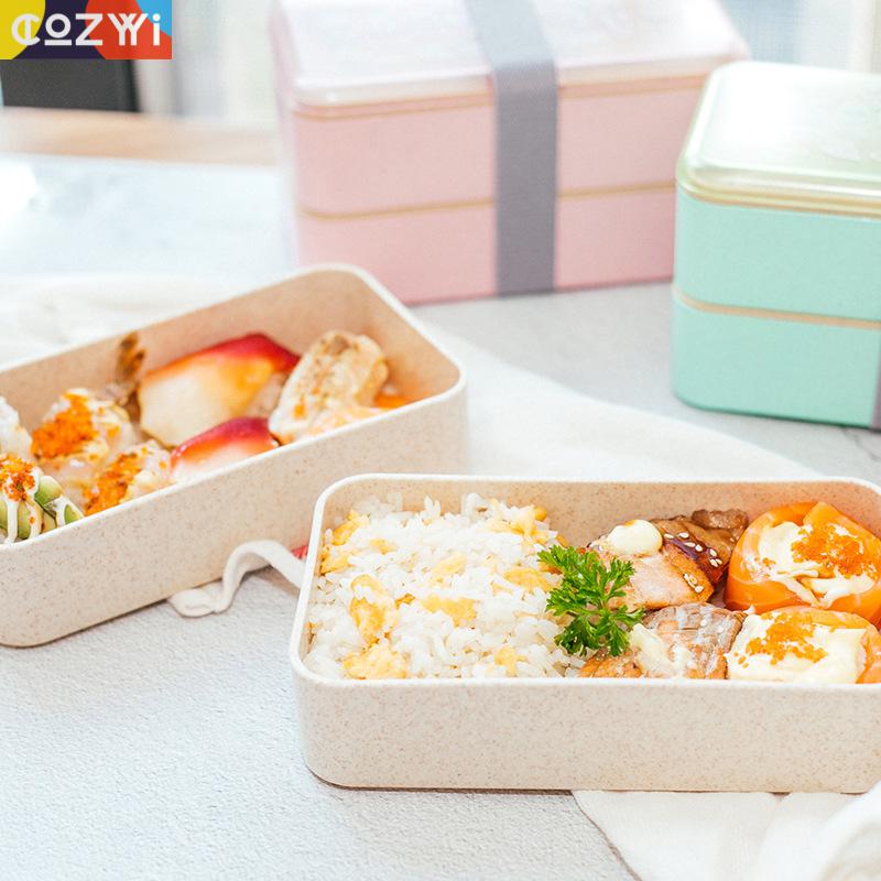 On-the-Go Tarwesteel Lunchbox Dubbeldeks Bento Box Servies Beweegbare Klembord Draai Riem Lunchbox