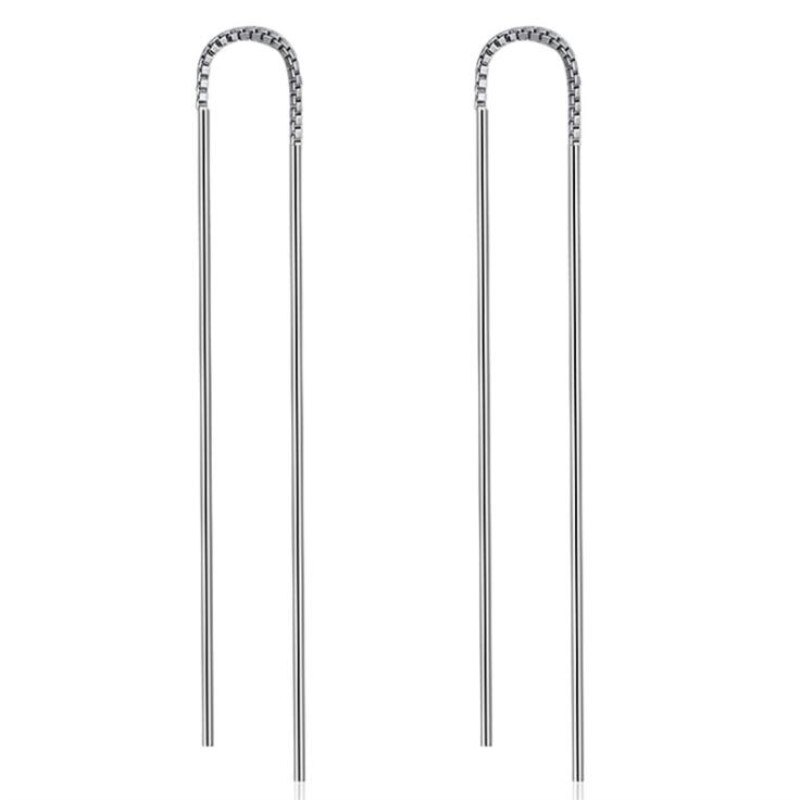 chaude Simple populaire 925 en argent Sterling plaqué marée longue gland femelle balancent boucles d'oreilles SE277