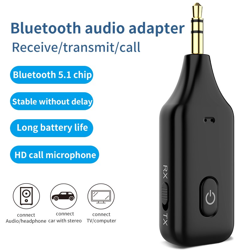 Bluetooth 5.0 audio lähetin vastaanotin 3.5mm aux liitin usb dongle stereo musiikki langaton sovitin mikrofoni televisioon pc autosarja kuulokkeet