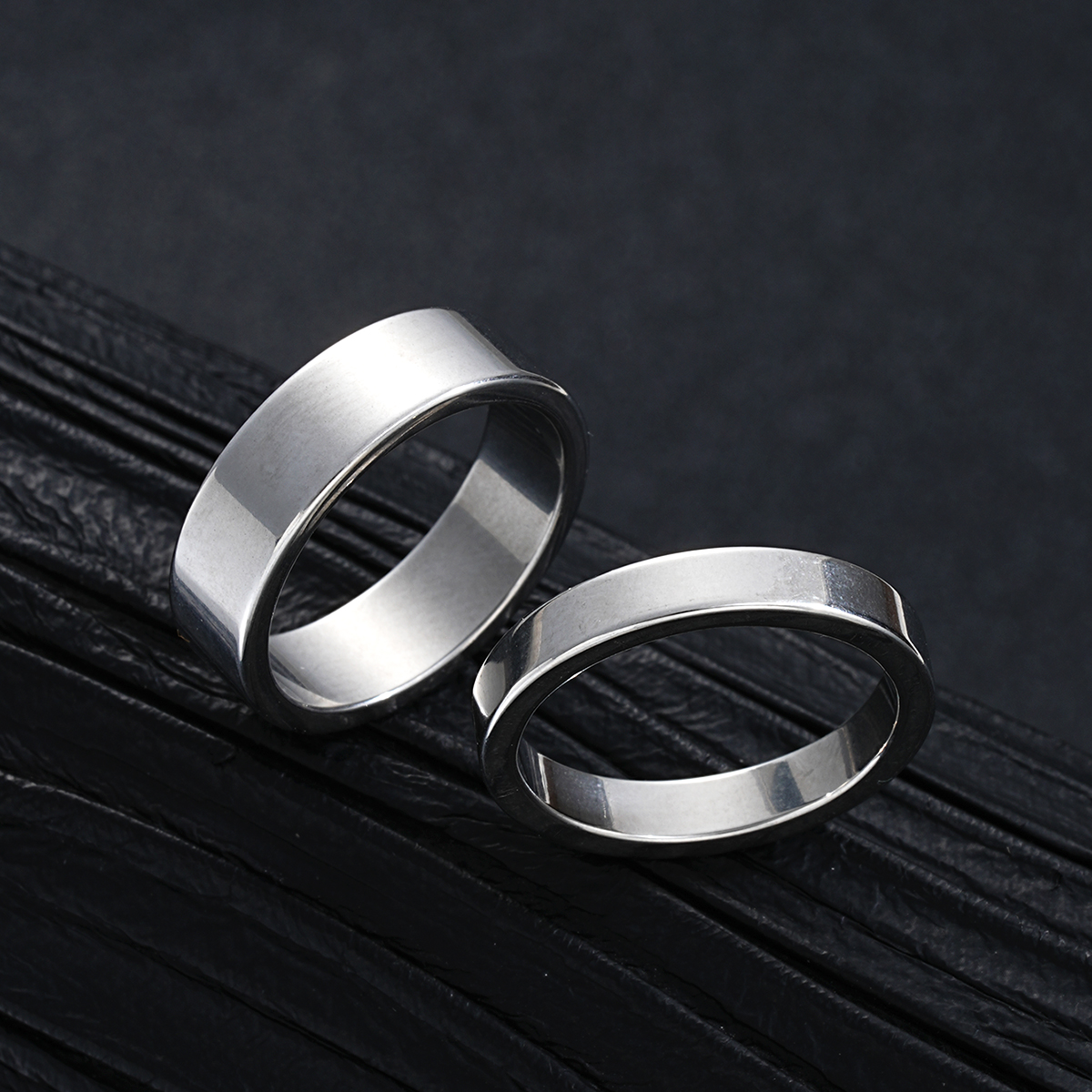 Simple Stainless Steel Silver Color Jewelry Sets for Men Unisex Punk Vintage Smooth Ring Necklace Bracelet Set