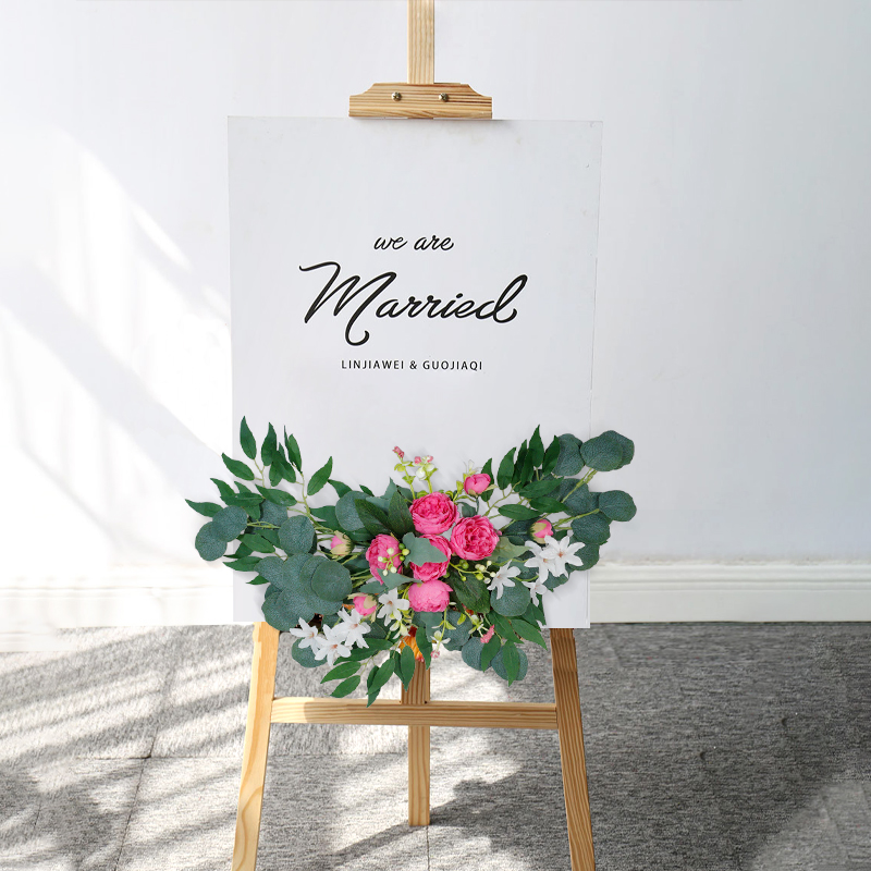 1 unidad de flores artificiales para arco de boda, guirnalda de eucalipto de rosa roja bohemia, cortinas, decoración del hogar, decoraciones de boda, letrero de bienvenida