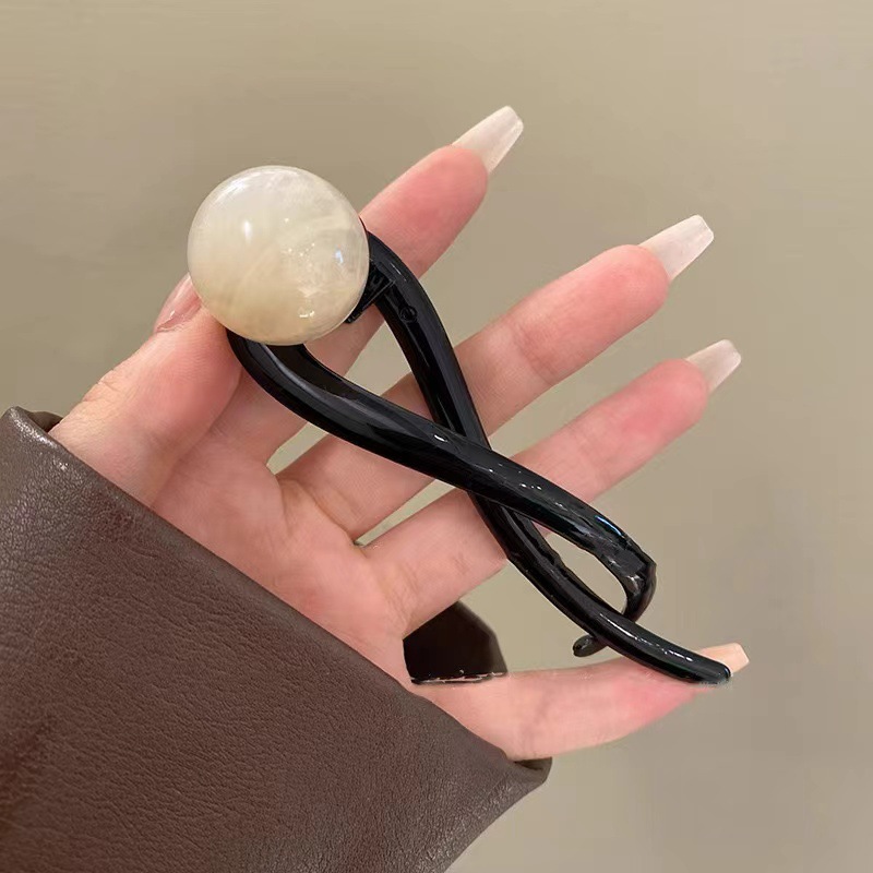 Pinzas para el cabello con forma de cola de caballo Retro para mujer, horquillas con Clip de tiburón y perlas a la , pasadores, accesorios para el cabello: Sandía roja