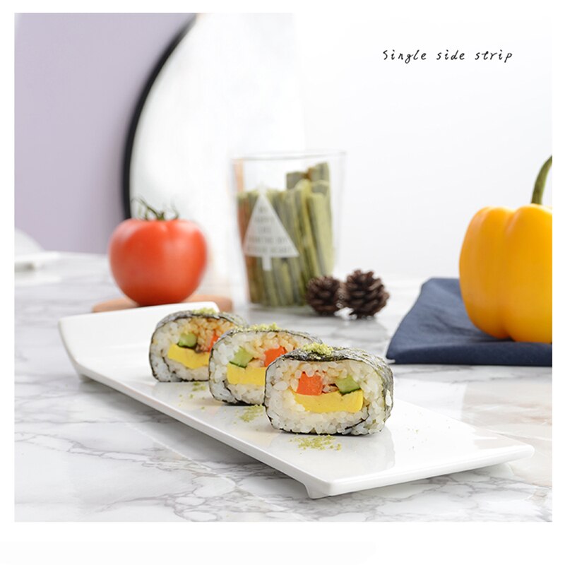 Pure white hotel tableware ceramic flat plate warped side plate rectangular flat plate sushi plate cake plate western-style plat