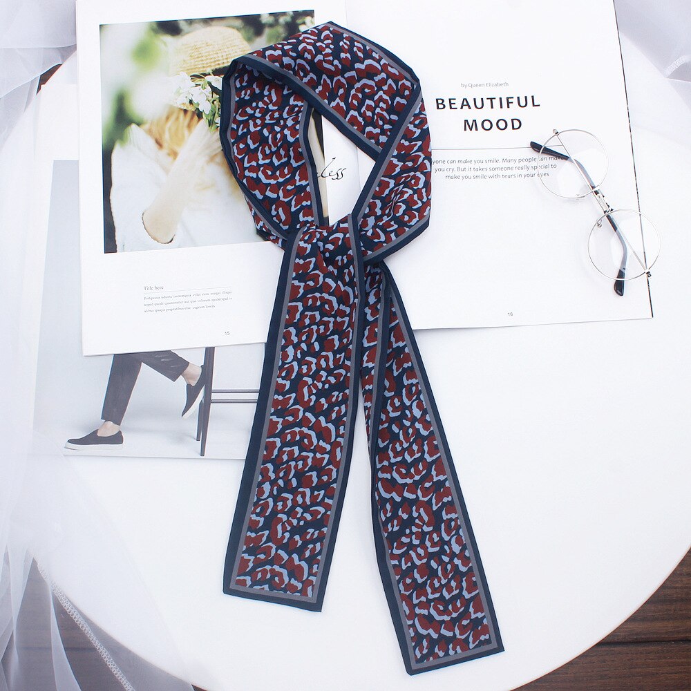 Luksus mærke leopard print taske becoration silke tørklæde til kvinder foulard kvinder binde lille silke tørklæde halstørklæde: 9