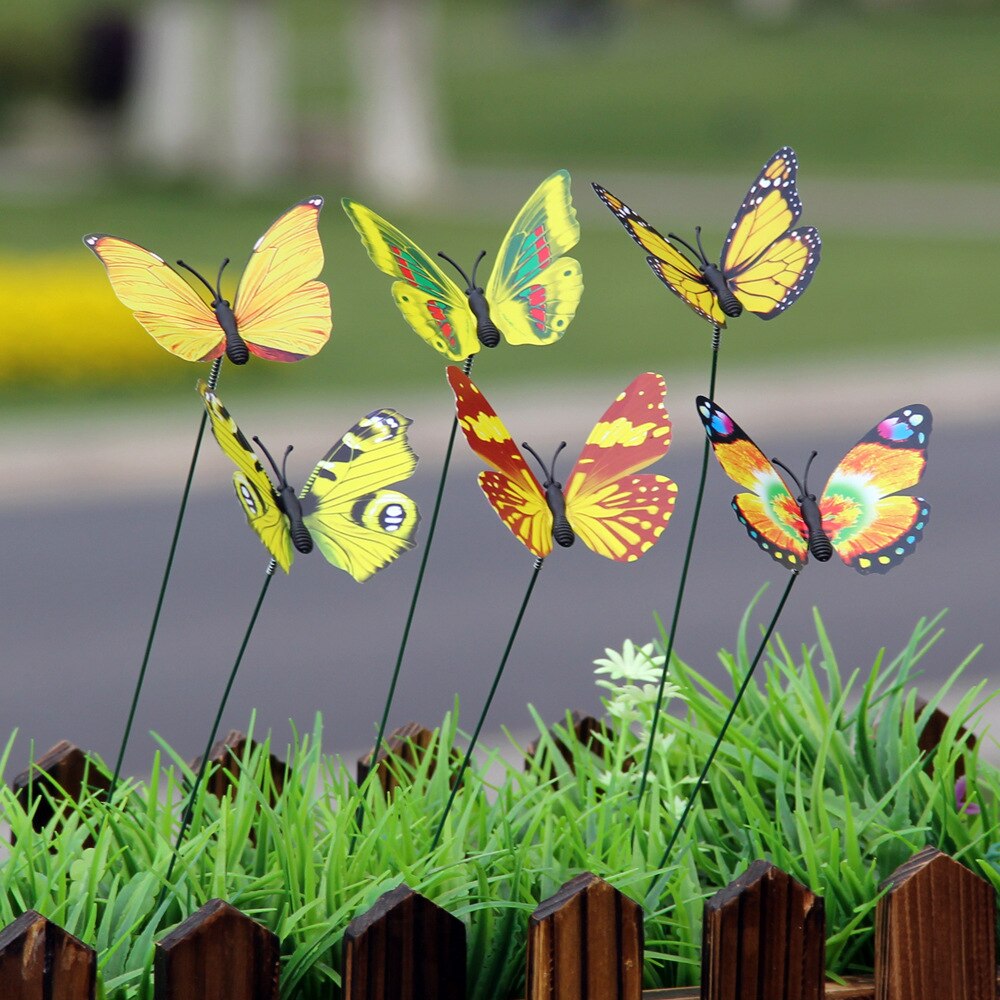 Piquets de papillons artificiels, 50 pièces, jardinières de jardin, décoration d&#39;extérieur, Pots de fleurs