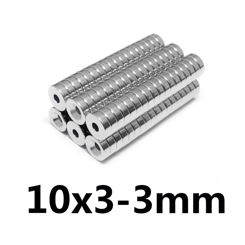 50/100/200 Pcs 10X3 Mm Gat: 3 Mm Ring Neodymium Verzonken Magneten 10x3-3mm Neodymium Magneten Met Gat 10*3-3 Mm