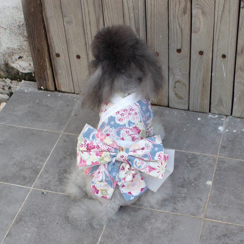 Robe Style japonais pour chien, jupe pour chat, Chihuahua, Yorkshire, Terrier, poméranien, Shih Tzu, vêtement pour chien: Bleu / L