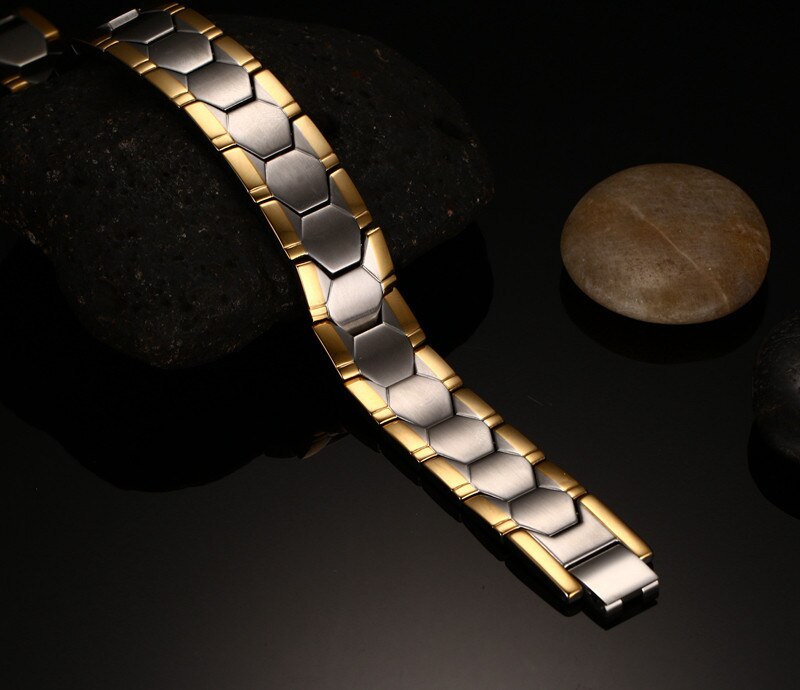 Modyle guldfarvet mænds armbånd smykker energi sundhed magnetiske armbånd til mand charme balance armbånd
