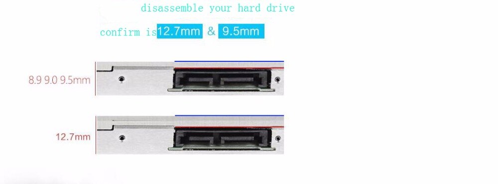 Caddy de disque dur SSD SATA de 12.7mm pour ASUS X70L X70S X70Z X71 X71A X71Q X71SL X71T X71TL X71TP X71V X71VN X70IO