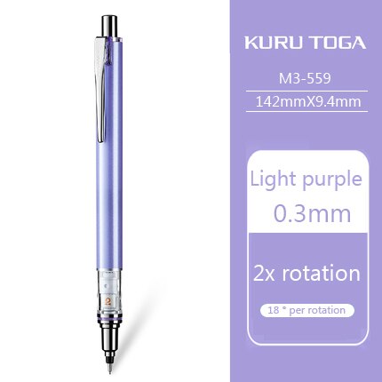 1Pcs Uni M5-559 Vulpotlood Automatische Draaien Kuru Toga Student Schrijven Continue Lood 2x Speed Rotaties 0.5Mm: Light purple 0.3
