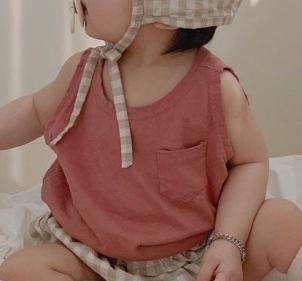 Zomer Kindje Puur Katoen Vest Baby Jongens Meisjes Eenvoudige Ademend Mouwloos T-shirt Kids Tops: 7568red / 12m