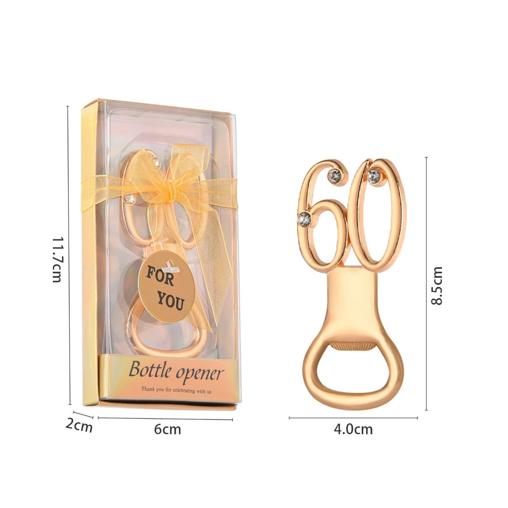 Goldener Geburtstags-Flaschenöffner für 30., 40., 50., 60., 70., 80. Geburtstag, Party, Hochzeitstag, Dekoration, Gastgeschenk, Gäste