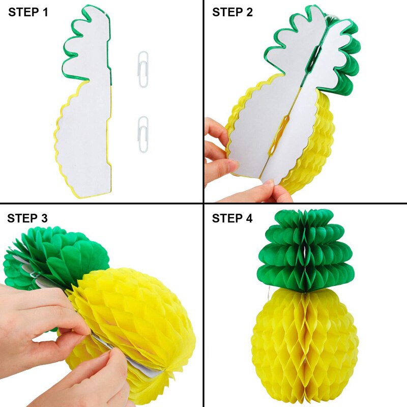 Centres de table hawaïens en papier, 10 pièces par lot, ananas, nids d'abeilles, décoration de fête dans la Jungle hawaïenne