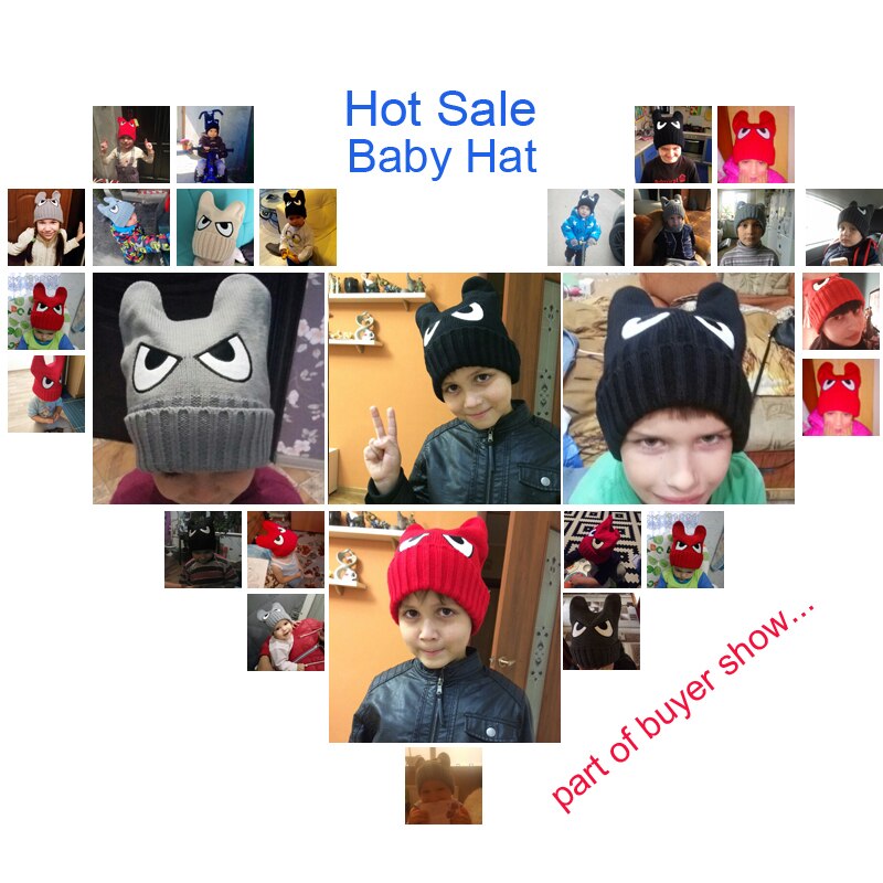 Baby Hats Knitted Autumn Winter Baby Caps For Boys Girls children knitted skullies wool cap eyes baby warm hat horn